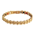 Bracciale a farfalla in acciaio al titanio dorato con pietre magnetiche colorate - Oro