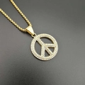 Collana hip-hop placcata in oro con ciondolo segno della pace e diamanti luccicanti - Solo ciondolo dorato