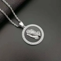 Collier mains en prière en acier titane argenté avec zircon et chaîne torsadée - Pendentif Indépendant / Argent (Sans Chaîne)