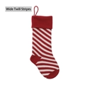 Knitted Christmas stocking with red and white diagonal stripes and hanging loop - Burgundy Top/Ivory Wide Diagonal Stripes