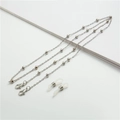 Silver beaded eyeglass chain with anti-slip silicone loops and lobster clasps - Silver