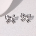 Orecchini a fiocco in acciaio inossidabile lucido color argento da donna - Color Acciaio