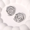 Boucles d'oreilles spirales minimalistes en acier inoxydable argenté pour femmes - Couleur Acier