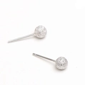 Minimalist S999 sterling silver stud earrings with frosted silver ball design for women - S999 Fine Silver (Marked S999) / Matte Straight 6MM