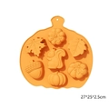 Orange 6-cavity silicone pumpkin and maple leaf mold for Halloween and Thanksgiving - 7-Hole Thanksgiving