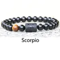 Scorpio zodiac stretch bracelet with 8mm black beads and tiger eye stone for couples - Scorpio