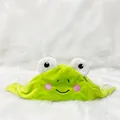 Cute green plush frog hat for cats and small dogs with adjustable velcro closure - Frog