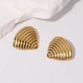 Orecchini a triangolo in acciaio inossidabile placcato oro 18K con design a coste a ventaglio - Oro