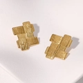 Orecchini geometrici vintage in acciaio inossidabile dorato con trama a intreccio - Oro