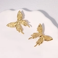 Orecchini a perno a farfalla dorati minimalisti in acciaio inossidabile lucido su ceramica - Oro