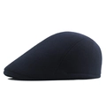 Classic dark blue wool blend newsboy cap in a structured side profile view - 58-59cm / Navy Blue