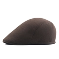 Classic dark brown wool newsboy cap for men featuring a warm vintage ivy hat design - 58-59cm / Coffee