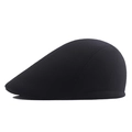 Classic black wool newsboy flat cap for men with premium soft felt finish - 58-59cm / Black