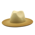 Modischer zweifarbiger Wollfilzhut Jazz Fedora mit breiter Krempe in Beige und Kamel - M (56-58cm) / Farbverlauf Ingwer