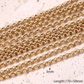 Chaîne en O en acier inoxydable doré de 3mm pour colliers DIY, longueur 170+50mm. - Chaîne De Perles (or) | 10 Brins/paquet / 3 Mm (longueur : 170 + 50 Mm)