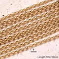 Chaîne Rolo 4mm en acier inoxydable doré poli pour projets de bijoux DIY créatifs - Chaîne De Perles (or) | 10 Brins/paquet / 4 Mm (longueur : 170 + 50 Mm)