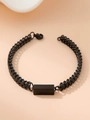 Bracelet Chaîne À Quille Avec Pendentif Cube En Acier Inoxydable Noir | 1 Pièce / Taille Unique