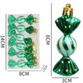 Set di 6 decorazioni natalizie verdi a forma di caramella con strisce glitterate - Verde