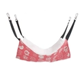Detail showing red cat print fabric and soft white faux lamb wool lining on a pet hammock - S / Red Cat Thick Style