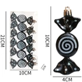 Schwarze Weihnachtsschmuck-Bonbons mit silbernem Glitzer-Spiralmuster im 6er-Set Set - 6er Set / Schwarz