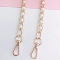 Golden metal chain shoulder strap with white faux pearls and secure lobster clasps - 8mm Pearl Chain (Gold) Large Clasp / 120cm