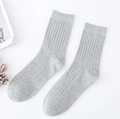 Hellgraue gerippte Baumwollsocken für Herren im atmungsaktiven sportlichen Stil - Einheitsgröße / Hellgrau
