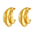 Goldene zweilagige Seestern-Ohrringe mit strukturierter Croissant-Wellenform für Damen - Dreilagiger Überlappender Fließender Stil Gold (MS-576) / Gold