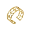 Anillo ajustable dorado con diseño geométrico y textura martillada para mujer - Abierto Ajustable / Dorado