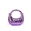 Purple crescent acrylic handbag with diamond lattice pattern and golden chain strap - Purple