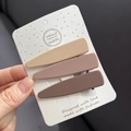 Three-piece matte seamless hair clips in beige, lavender, and dark brown Morandi tones - Solid Waterdrop Style / Set of 3