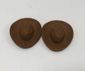 Pair of miniature brown cowboy hats for party favors and festive bottle decorations - Non-woven Brown Plain
