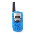 Walkie-talkie T-388 azul para niños con antena y pantalla LCD sobre un fondo blanco - Azul