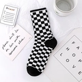 Classic black and white checkerboard crew socks in a premium cotton knit finish - Black White Checkerboard (No. 09)