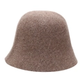 Elegant wool felt cloche bucket hat for women in camel brown with soft fabric texture - Regular Fit / Khaki