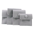 Dark gray velvet jewelry pouch with snap button closure in four different sizes - Premium Grey