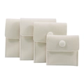 Set of off-white velvet jewelry pouches in four sizes with snap button closure - Beige