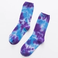 Athletic crew socks with blue and purple tie-dye pattern on a clean white background - Blue Purple
