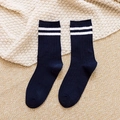 Striped Slouch Socks - Navy Blue / One Size