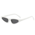 White cat-eye sunglasses with dark polarized lenses and studded temples for a retro hip-hop look - White Frame Dark Grey Lens