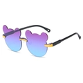 Kinder Sonnenbrille in Bärenform mit lila Farbverlauf und goldenem Steg - Lila zu Blau Verlauf