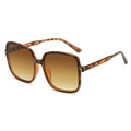 Modische quadratische Übergroße Sonnenbrille in Schildpatt mit braunem Verlauf - Leoparden-Rahmen / Teebraune Gläser