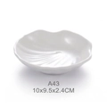 White melamine leaf shaped sauce dish A43 with ribbed texture 10x9.5x2.4cm - Shell Shaped Dish