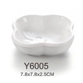 White petal-shaped melamine dipping sauce dish Y6005, size 7.8x7.8x2.5cm - 3.2 Inch Textured Square Plum Plate