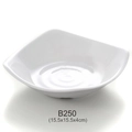 White square melamine sauce dish B250 model with rounded edges, size 15.5x15.5x4cm - 6.5 Inch Textured Square Dish