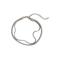 Zilveren herenarmband met dubbele laag van Cubaanse schakels en slangenketting - Zilver