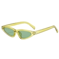 Retro cat-eye triangle sunglasses with yellow transparent frames and green lenses - Transparent Green Frame Green Lens