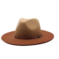 Two-tone wool felt fedora hat with camel crown, wide red brim and leather buckle band - Two-tone Caramel