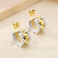 Macro shot of two-tone gold and silver petal-edged earrings with layered metal texture - Petal Edge Two-tone (KE114896-KFC)