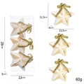 Set di 3 stelle glitterate bianche con fiocchi dorati per decorazioni natalizie - Set di 3 / Oro