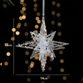 Sparkling 14cm champagne gold glitter star ornament for luxury Christmas tree decoration - 3D Octagonal Star